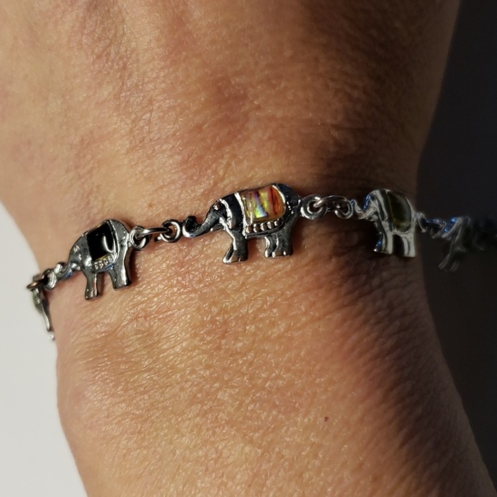 Elephant Link Silver-tone Bracelet